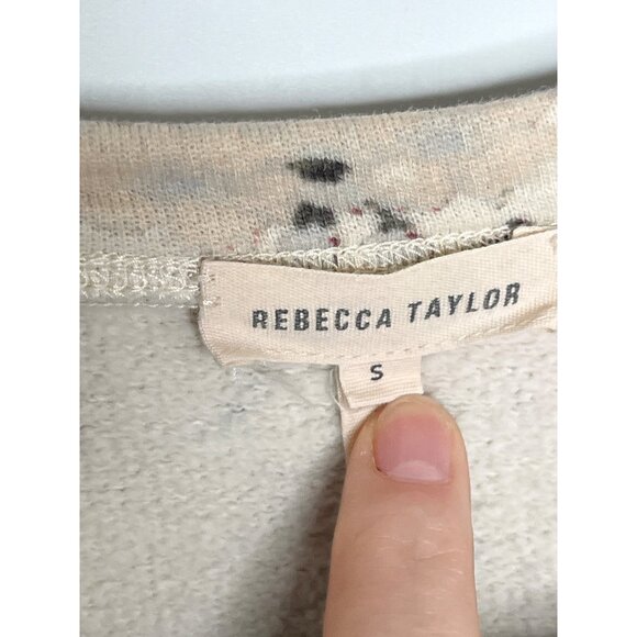 Rebecca‎ Taylor Long Sleeve Lua Ruffle Floral Pullover 100% Cotton Cream Small - Picture 5 of 9